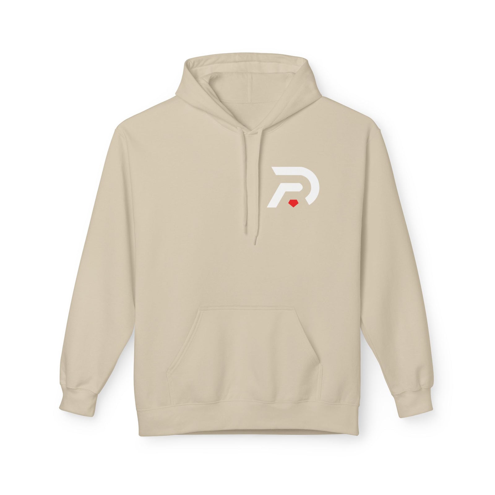Minimalist 'R' Logo Hoodie — Neutral Cream Comfort Pullover